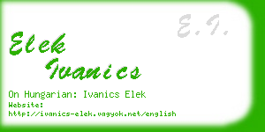elek ivanics business card